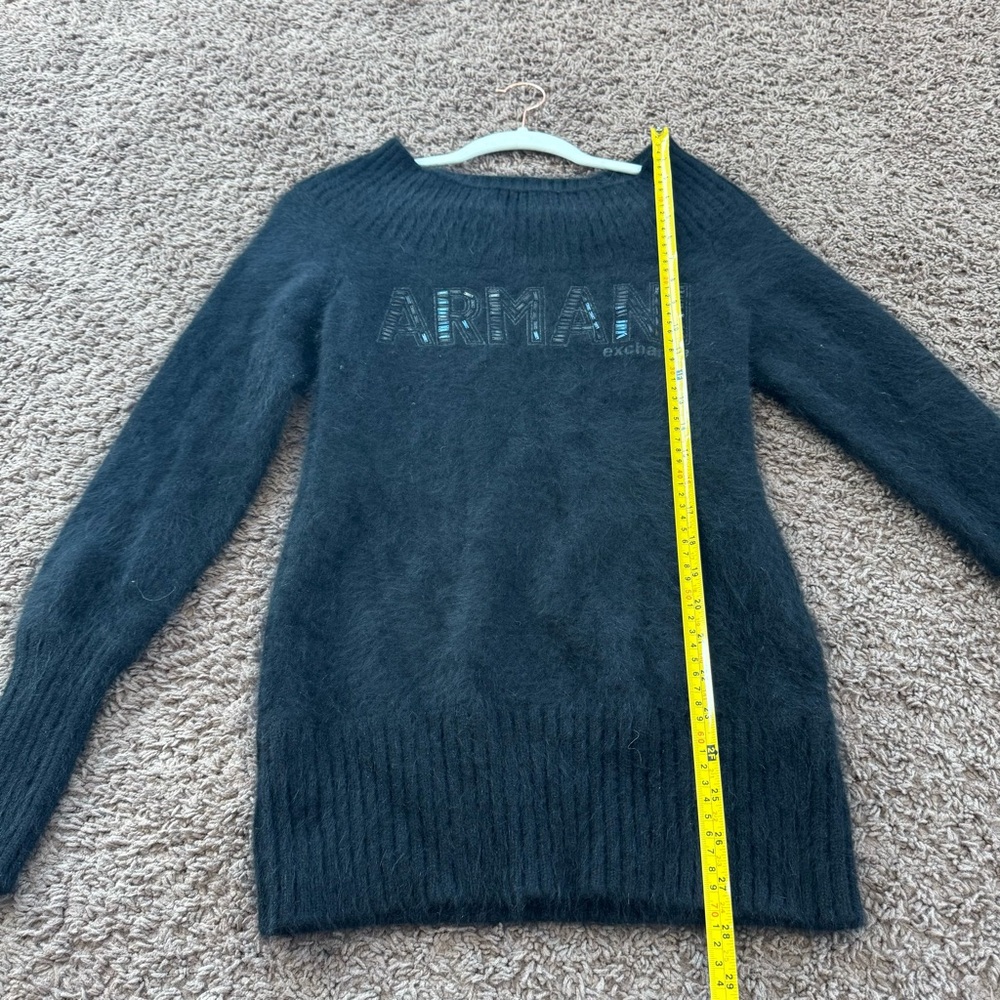 Armani Exchange Black On Off Shoulder Rabbit Hair Sweater Angora Fur M - Picture 6 of 10